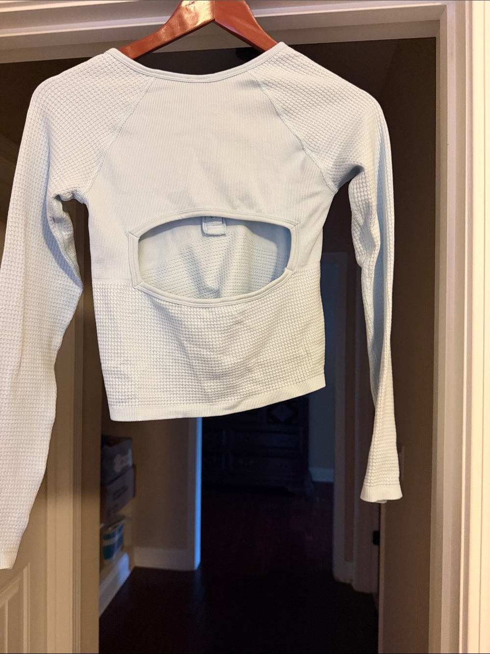 Free People Light Blue Waffle Henley Long Sleeve Top - Picture 2 of 2